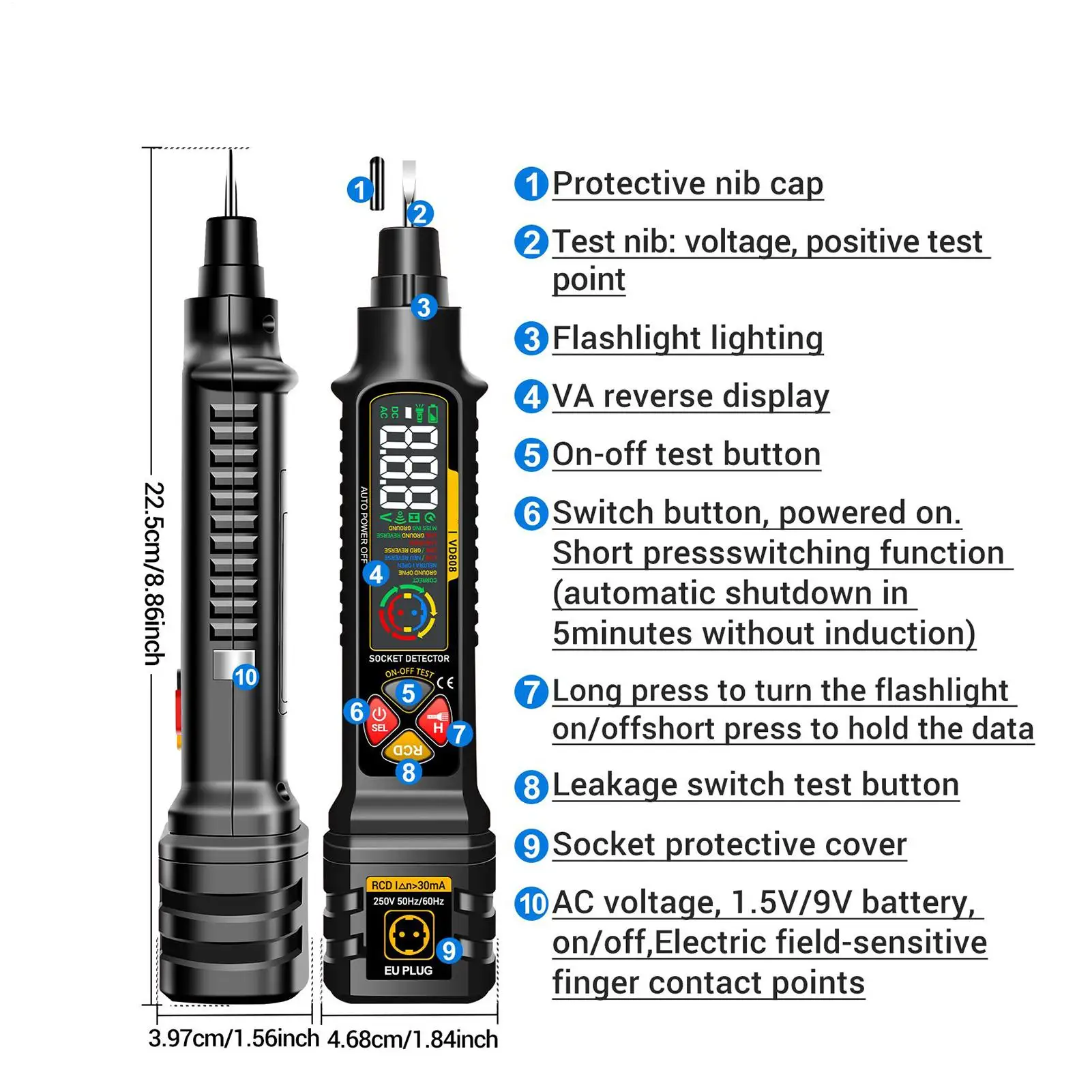 Circuit Breaker Finder Outlet Checker Smart With LED Display & Light 2-300V Electric Circuit Tracer For Home Electric Power Rv - الصورة 6