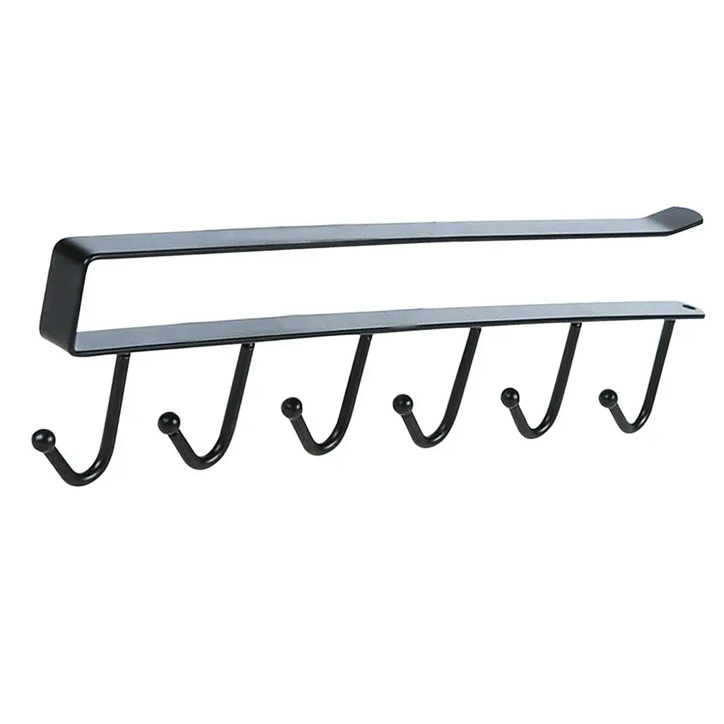 6 Hooks under Holder, Multi-functional Kitchen Utensil Shelf for