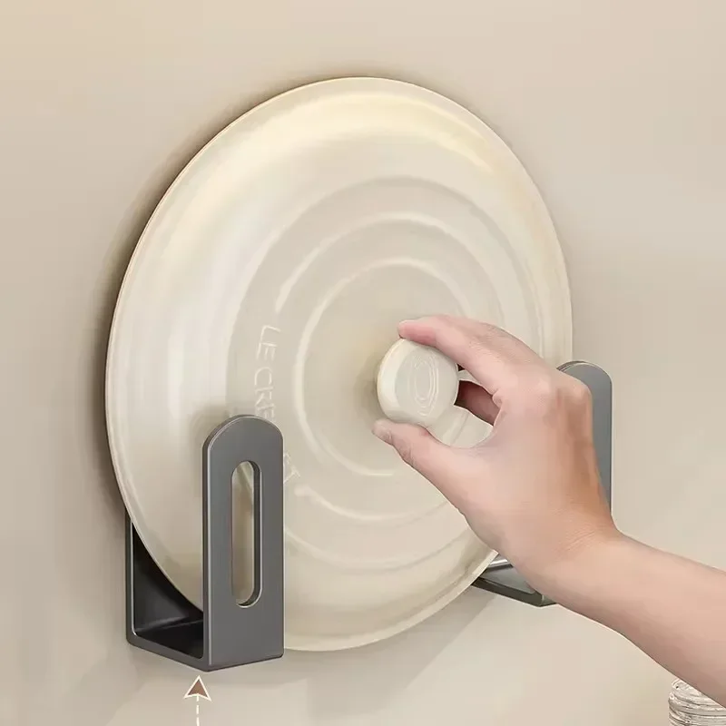 2pcs/set Pot Lid Rack Pot Cover Cutting Board Holder Storage Shelf Kitchen Bathroom Wall Mounted Organizer Rack Accessori - الصورة 4
