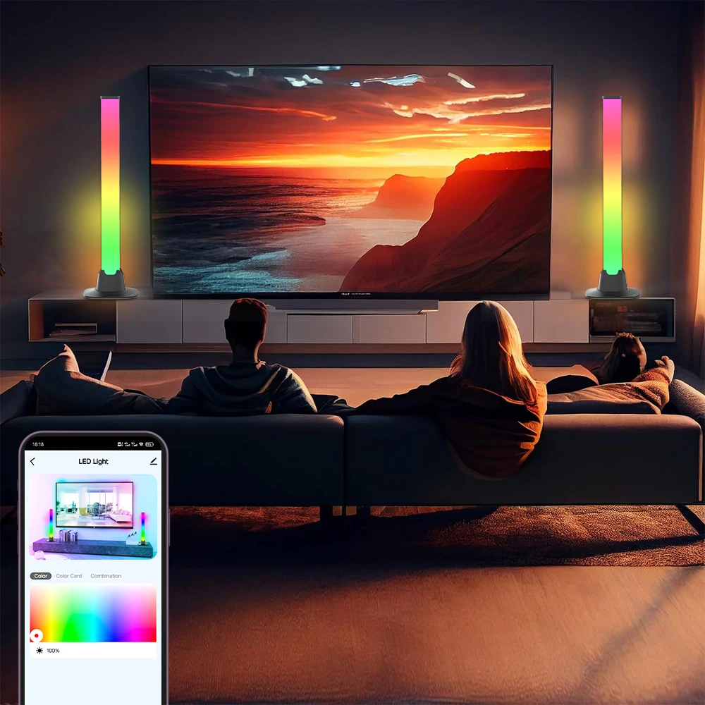 RGB LED Lights Bar Bluetooth Setup Ambient Table Lamp Desk Night Light For Christmas Party TV Backlight Smart Home Decoration - الصورة 3
