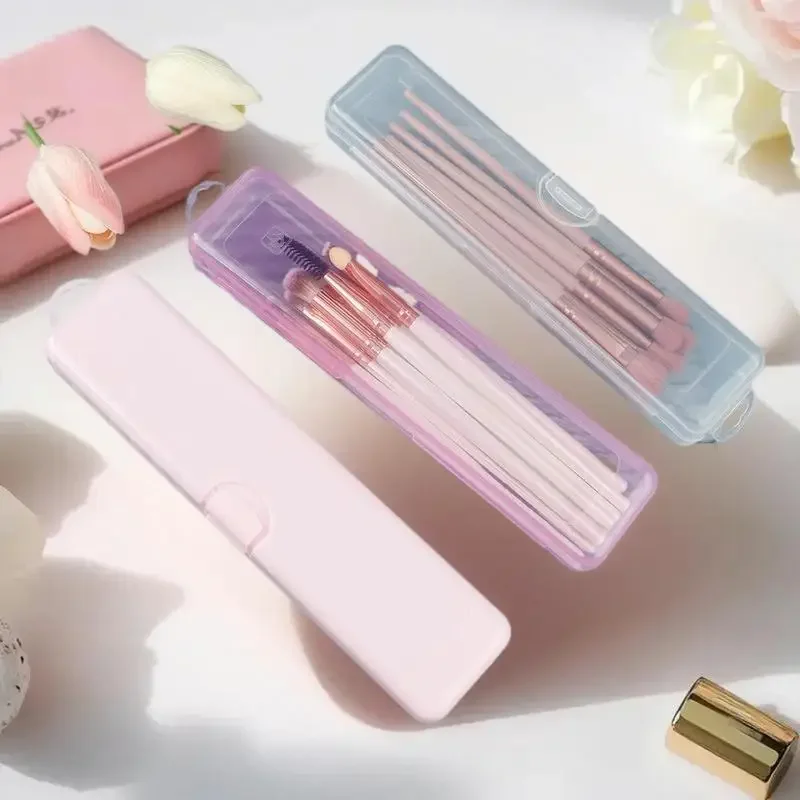 Portable Makeup Brush Organizer Eyebrow Pencil Tableware Chopsticks Transparent With Cover Storage Box Kitchen Accessories - الصورة 2