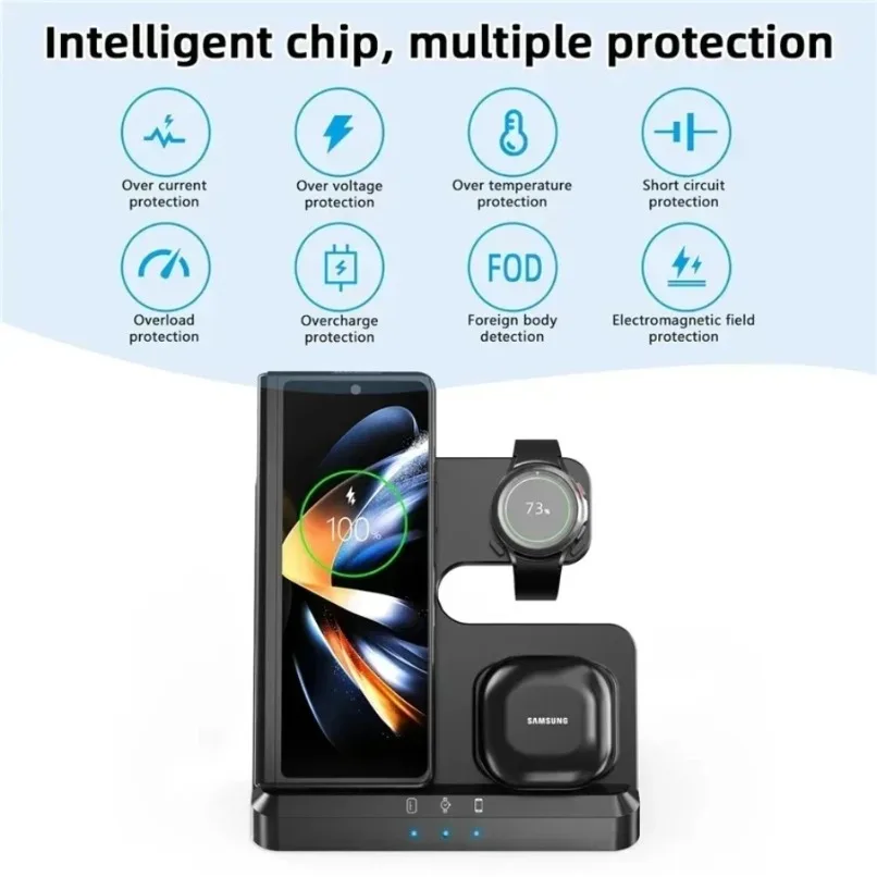 3 in 1 Wireless Charger Station Fast Charging Dock Stand For Samsung S25 Note Galaxy Watch 7 Active 2/1 Buds Earbuds Home Office - Image 3