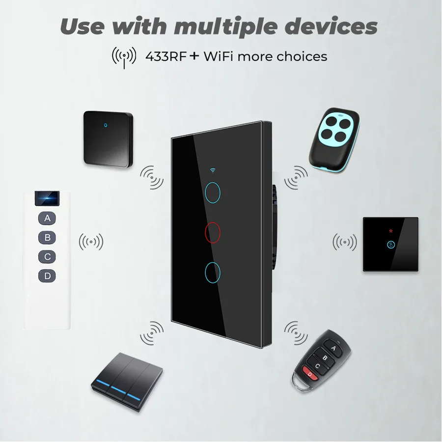Tuya WiFi Touch Wall Smart Switch 1/2/3 Gang Light Switch Without Neutral Line Smart Life APP Control Support Alexa Google Home - الصورة 4