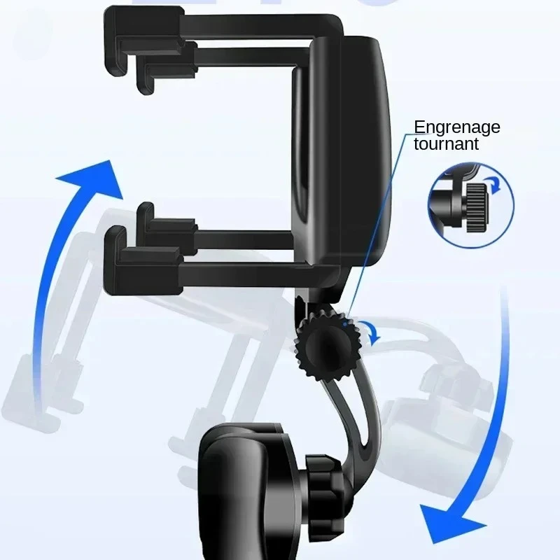 360 Car Phone Holder Rearview Mirror Mount Bracket Navigation GPS Mobile Stand Clip Foldable Adjustable Car Cell Phone Support - الصورة 3