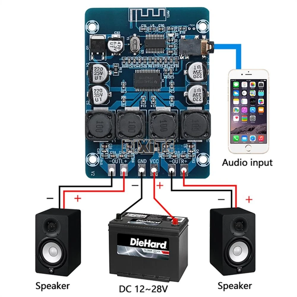 45W+45W Mini TPA3118 Bluetooth Sound Amplifier Board Audio Power Amp DC 12-28V for Car Karaoke Smart Home Theater Subwoofer - الصورة 2