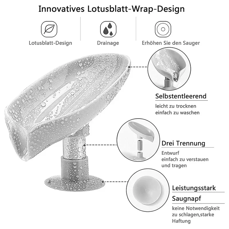 1PC Leaf Shape Soap Holder Suction Cup Sponge Dish Rack With Drain Water Bathroom Shelf For Home Storage Box Kitchen Accessories - Image 5