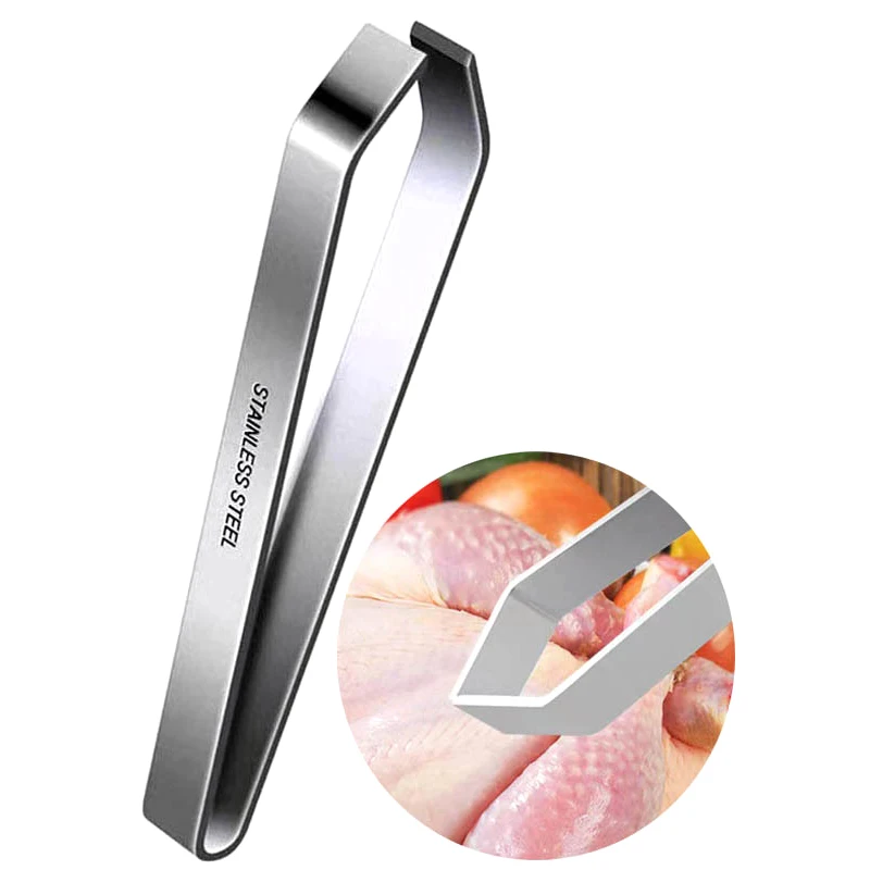 1pcs 430 Stainless Steel Fish Bone Tweezers Pincer Clip Puller Remover Tongs Fish Bone Plucking Clamp Kitchen Gadgets Tools - الصورة 3