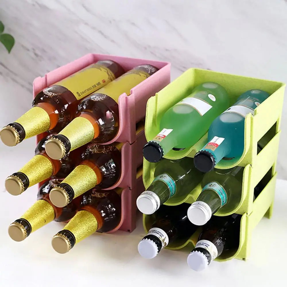 1PC Refrigerator Can Beer Wine Bottle Holder Rack Anti-skid Hollow Design PP Stackable Can Storage Stand for Kitchen Organizer - الصورة 4