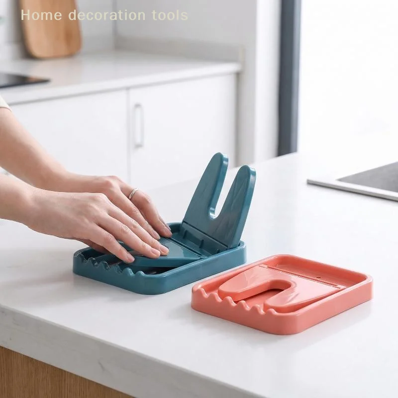 Plastic Foldable Pot Lid Rack Space Saving Spoon Storage Holder Multifunctional Kitchen Organizer for Home Countertops