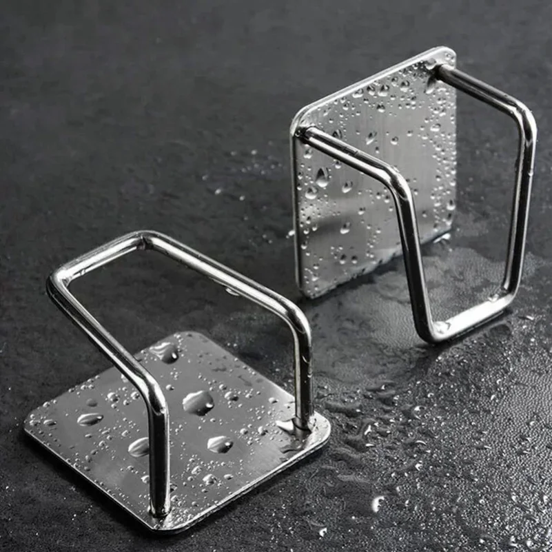 1PC Kitchen Stainless Steel Sink Sponges Holder Self Adhesive Drain Drying Rack Kitchen Wall Hooks Accessories Storage Organizer - الصورة 2