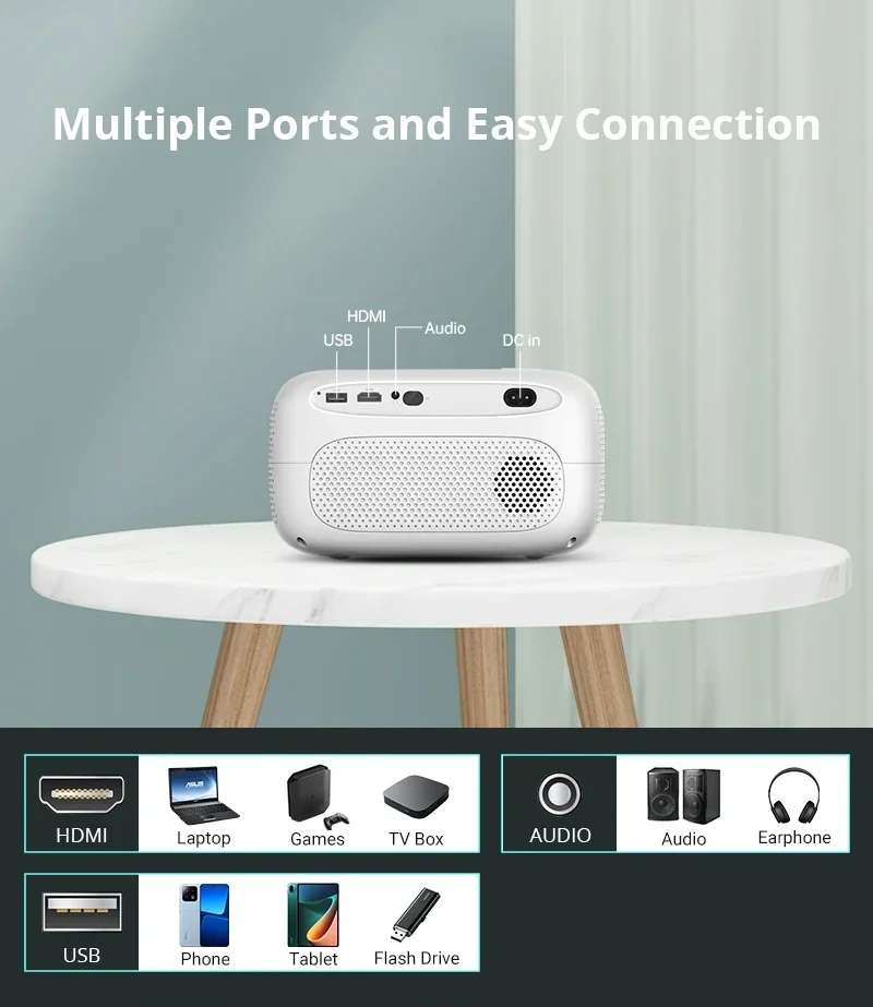 Newest hy700 L009AQ 3D 4K Portable Pico Projector Touch Screen Smart Android DLP Beamer Auto Focus Home Theater Projector - الصورة 6