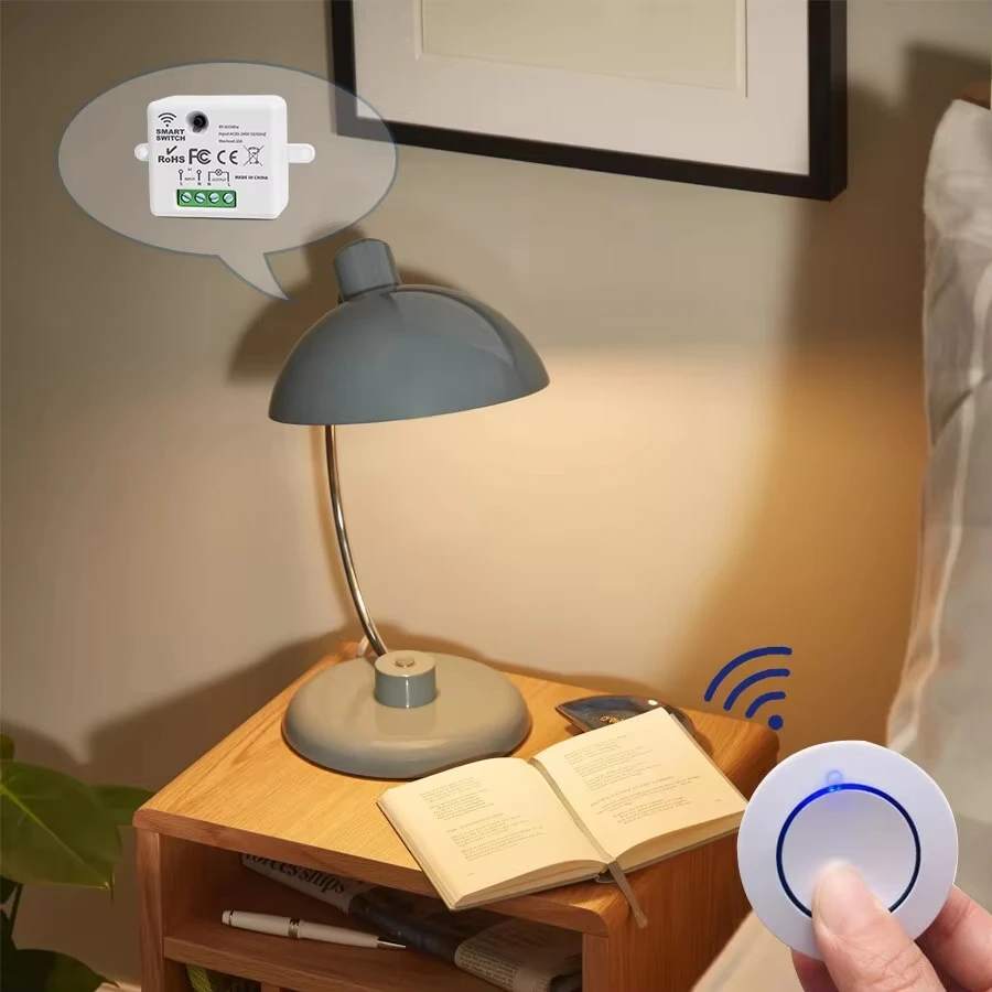 RF 433MHz Wireless Light Switch 220V 110V 10A Relay Mini Round Button Wall Panel Remote Control for LED Lamp Smart Home - الصورة 4