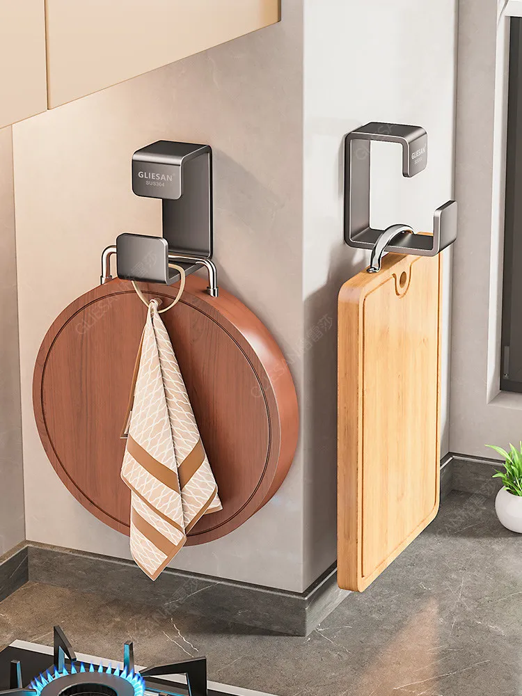 Non-perforated Wall-mounted Kitchen Shelves, Cutting Board Storage Racks, Pot Lid Racks, Hooks, Sink Drain Racks, Kitchen Tools