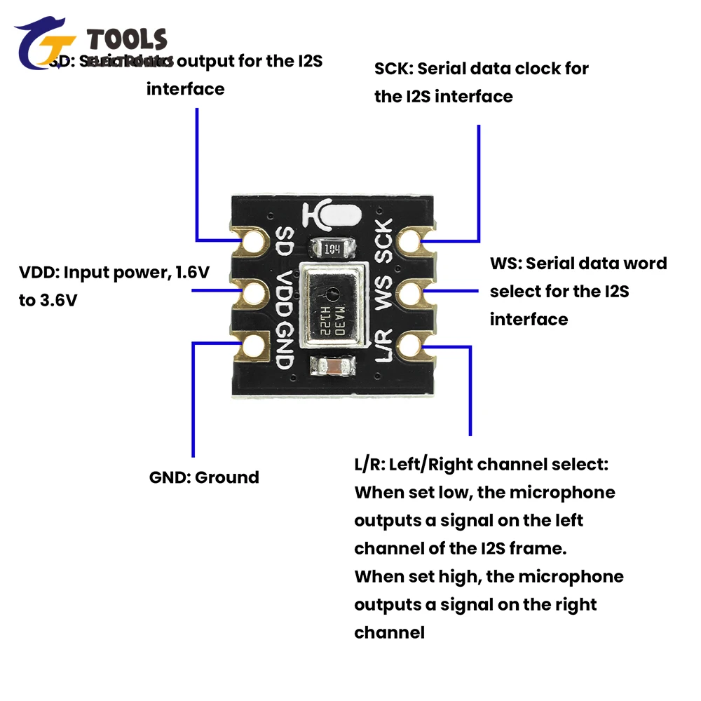 MS4030 Omnidirectional MEMS Microphone Module - High Precision I2S Digital Output for ESP32 Smart Home Compatible with INMP441 - الصورة 4