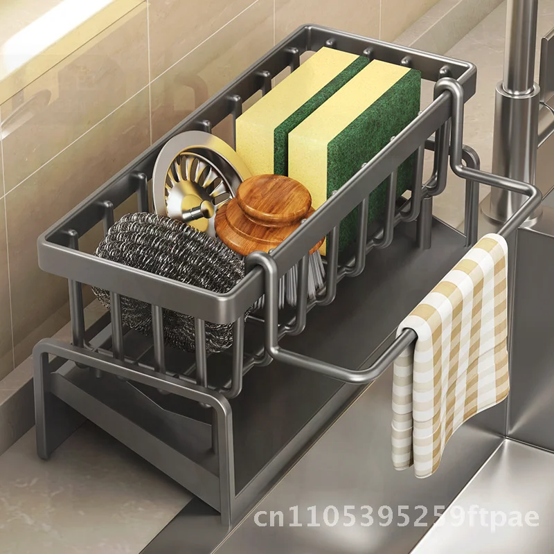Plastic Kitchen Sink Drain Rack Organizer Self-Draining Shelf Soap Sponge Holder Dishcloth Towel Basket Filter - الصورة 7