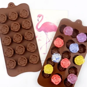 15 Cavities 22cm Non-sticky Demoulding Chocolate Candy Mold Rose Flower Shaped Silicone Cake Mould For Ice Cube Kitchen Gadget