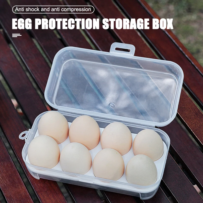 Egg Box 3/4/8 Grids Egg Holder Container For Outdoor Camping Picnic Eggs Box Case Anti-fall Egg Storage Boxes Kitchen Organizer - الصورة 2