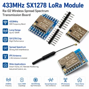 433MHZ SX1278 LoRa Module 433M 10KM Ra-02 Wireless Spread Spectrum Transmission Board 2.4G IPX Antenna for Smart Home