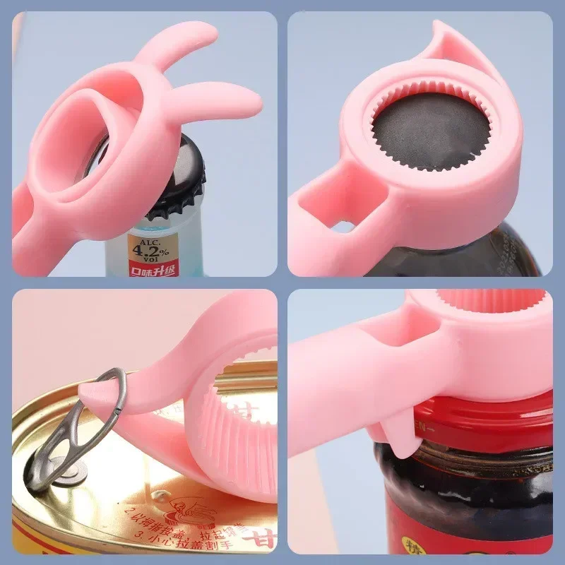 4 In 1 Beer Bottle Opener Multi-purpose Beverage Jar Can Bottle Cap Opener Plastic Corkscrew Dining Bar Gadgets Kitchen Tool New - الصورة 4