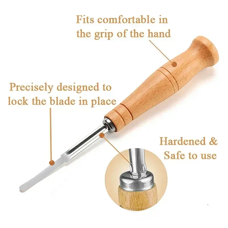 Bread Cutter French Bread Blades Kitchen Gadgets Normal Wood Long Handle Baking Accessory European Style Curved Arch Toast Knife - الصورة 5