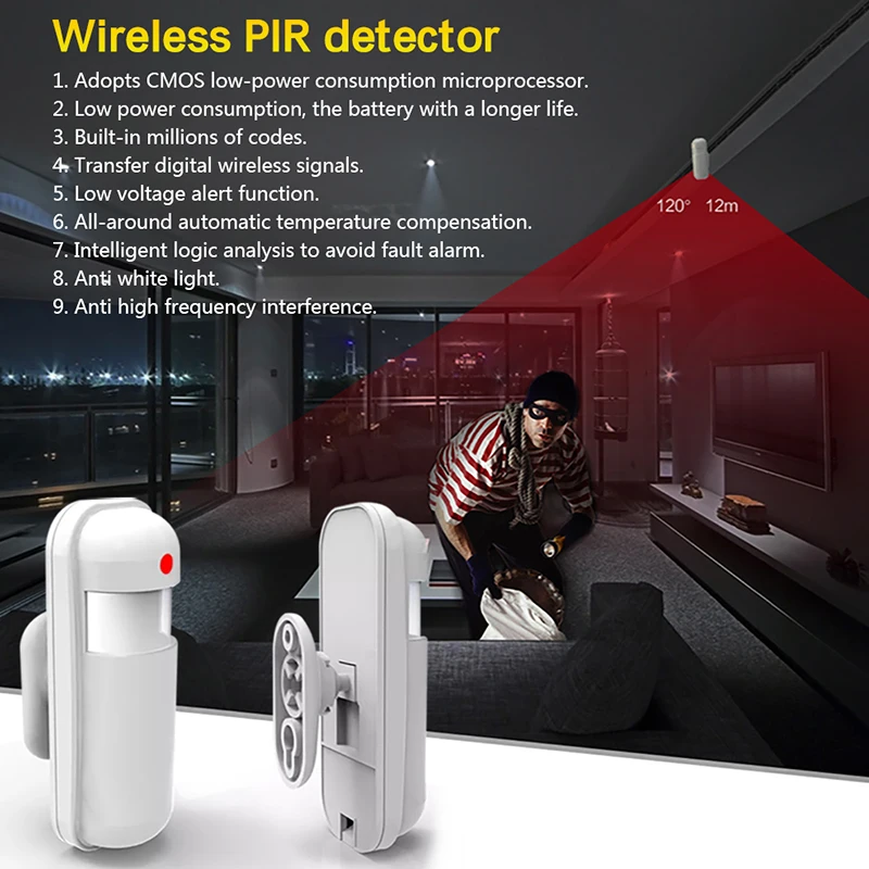 GSM Smart Home Security Alarm System 433MHz Wireless Burglar Motion Detector APP Control Fire Smoke Sensor Kit - الصورة 4