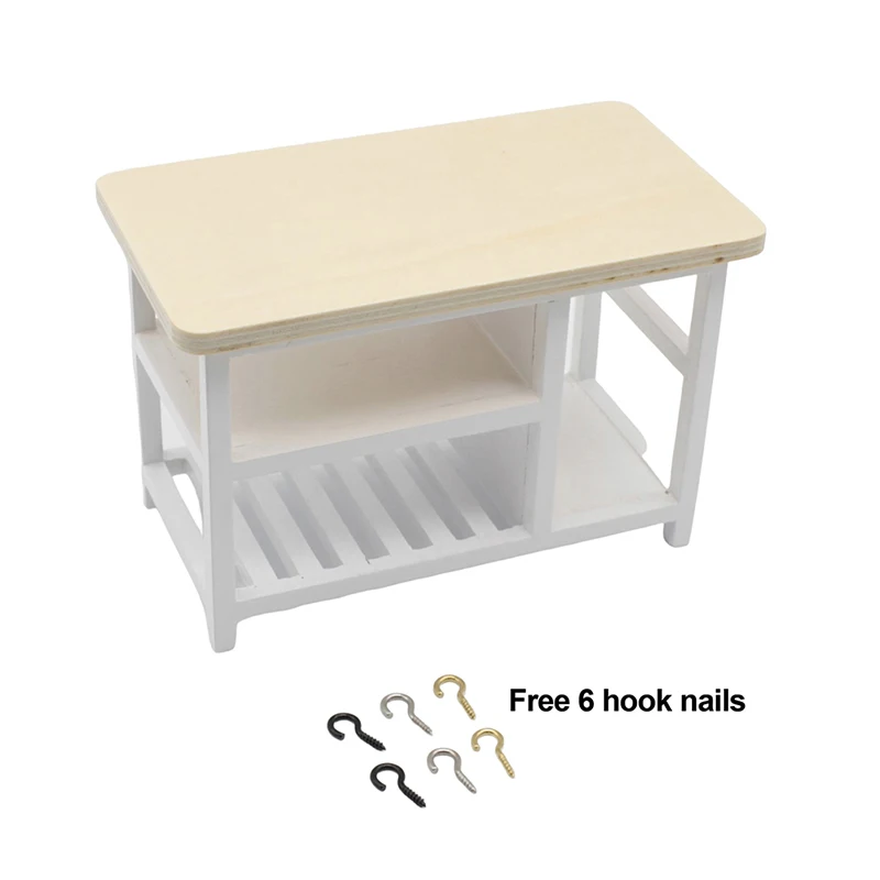 1/12 Doll House Furniture Miniature Wooden Console Table Cabinet Kitchen Room Sideboard Bathroom Living Room Shelf For Dollhouse - الصورة 4