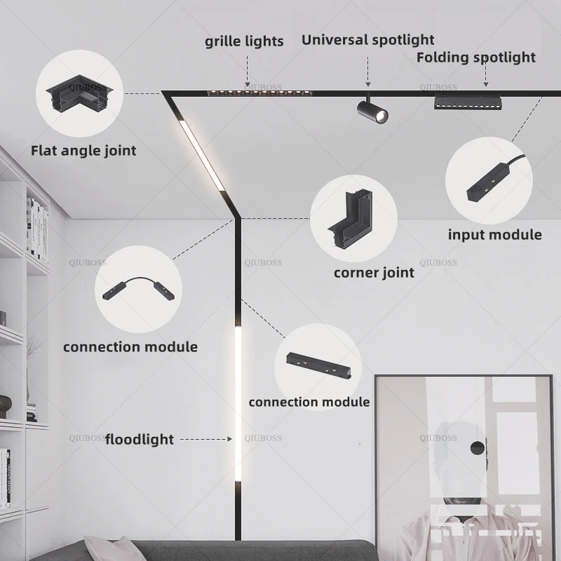 Smart Magnetic Track Rail Light System Modern Flexible Fixture LED Spotlight DC48V Ceiling Indoor Light Smart Home Lamp Living - الصورة 6