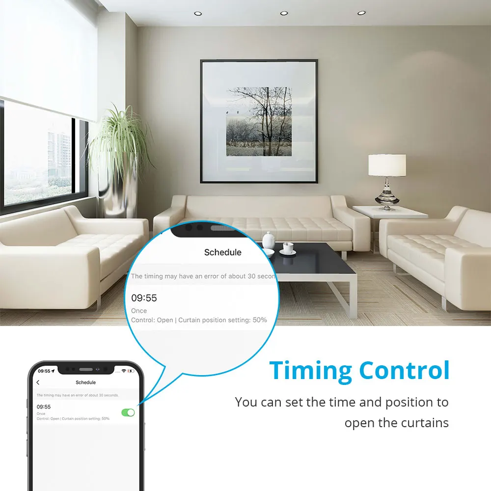 Zemismart WiFi Electric Roller Blind Motor Automatic enginer for 37mm 38mm Tube Work with Tuya Alexa Google Home Voice - الصورة 5