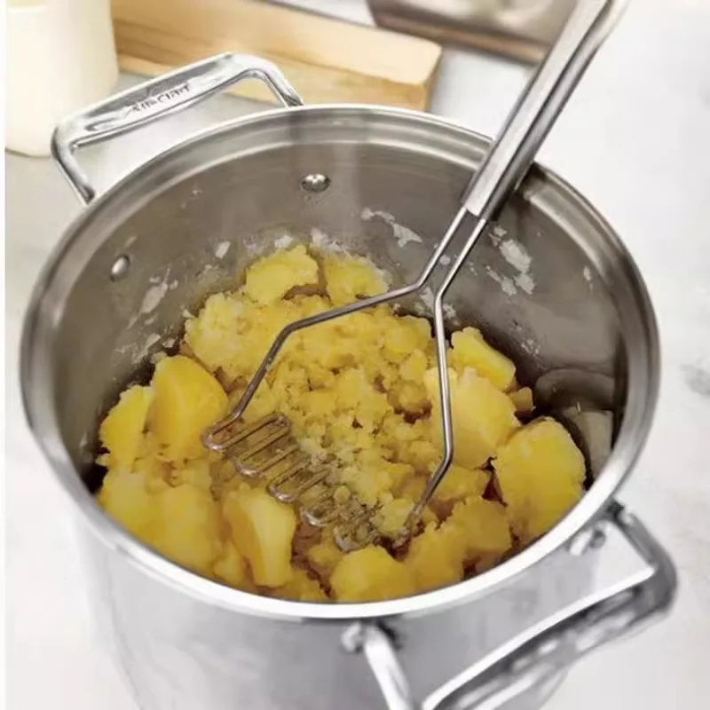 Stainless Steel Potato Masher Wavy Shape Presser Kitchen Tool for Mash Puree and Cooking Vegetable Tools Gadgets - الصورة 4
