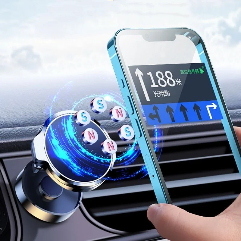 2024 Mobile Phone Stand Strong Magnetic Car Holder 720° Foldable Round Bracket Support for Universal Phones Mount Holders In Car - الصورة 2