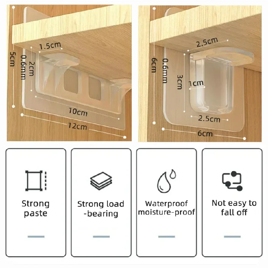 2/5 Kitchen Shelf Support Adhesive Nails Cabinet Partition Bracket Wall Stickers Hooks Home Storage Organization Garden - الصورة 6