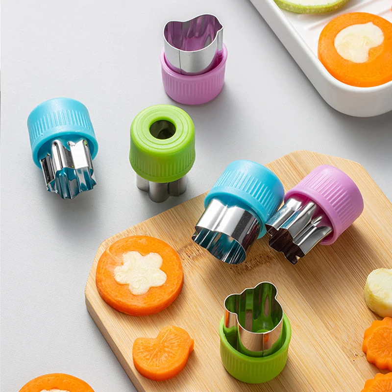 3pcs/set Star Heart Shape Vegetables Cutter Plastic Handle Portable Cook Tools Stainless Steel Fruit Cutting Die Kitchen Gadgets - الصورة 2