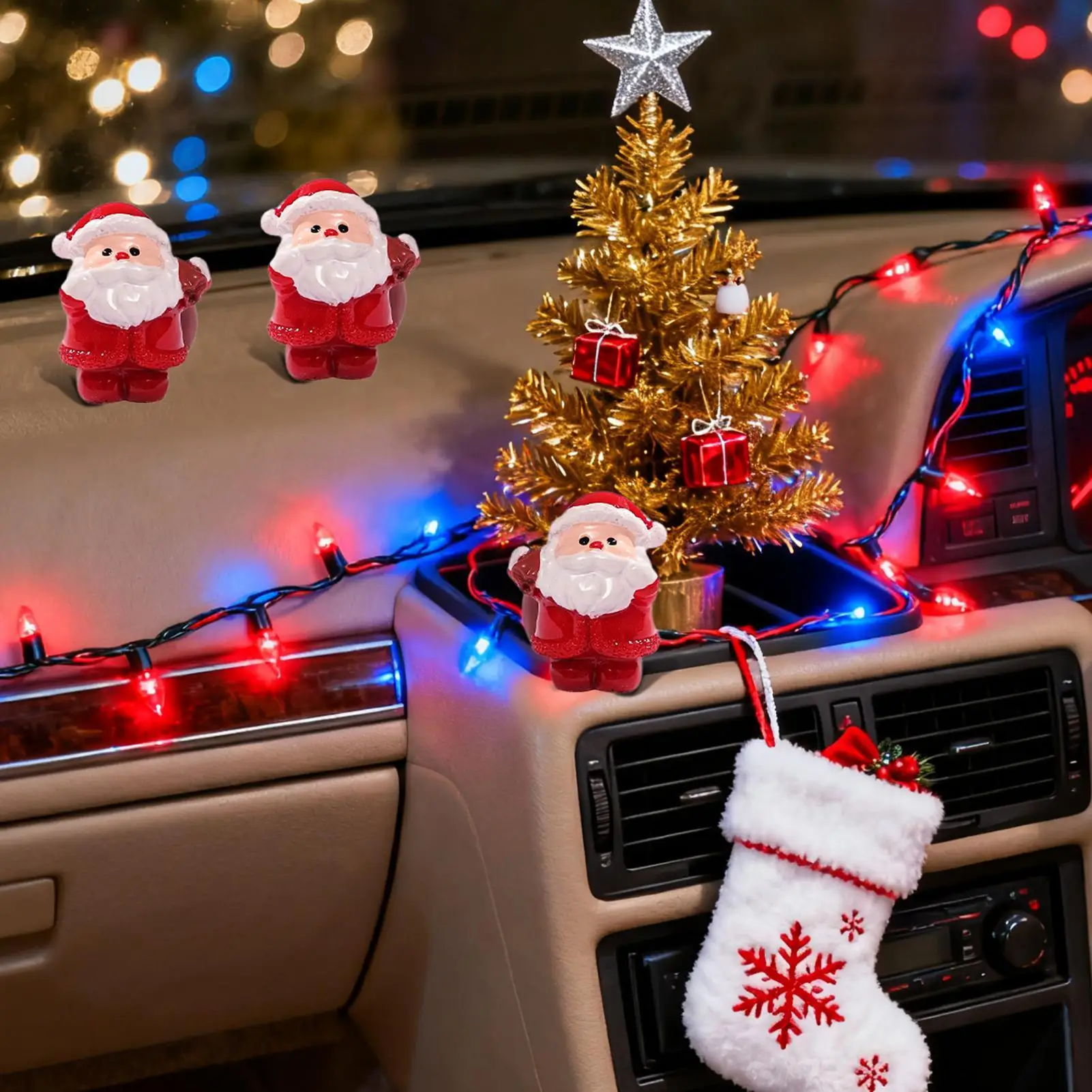 Mini Santa Figurines Miniature Tabletop Christmas Decor Collectible Santa Claus Ornament For Bedside Shelf Kitchen Dining Table - الصورة 3