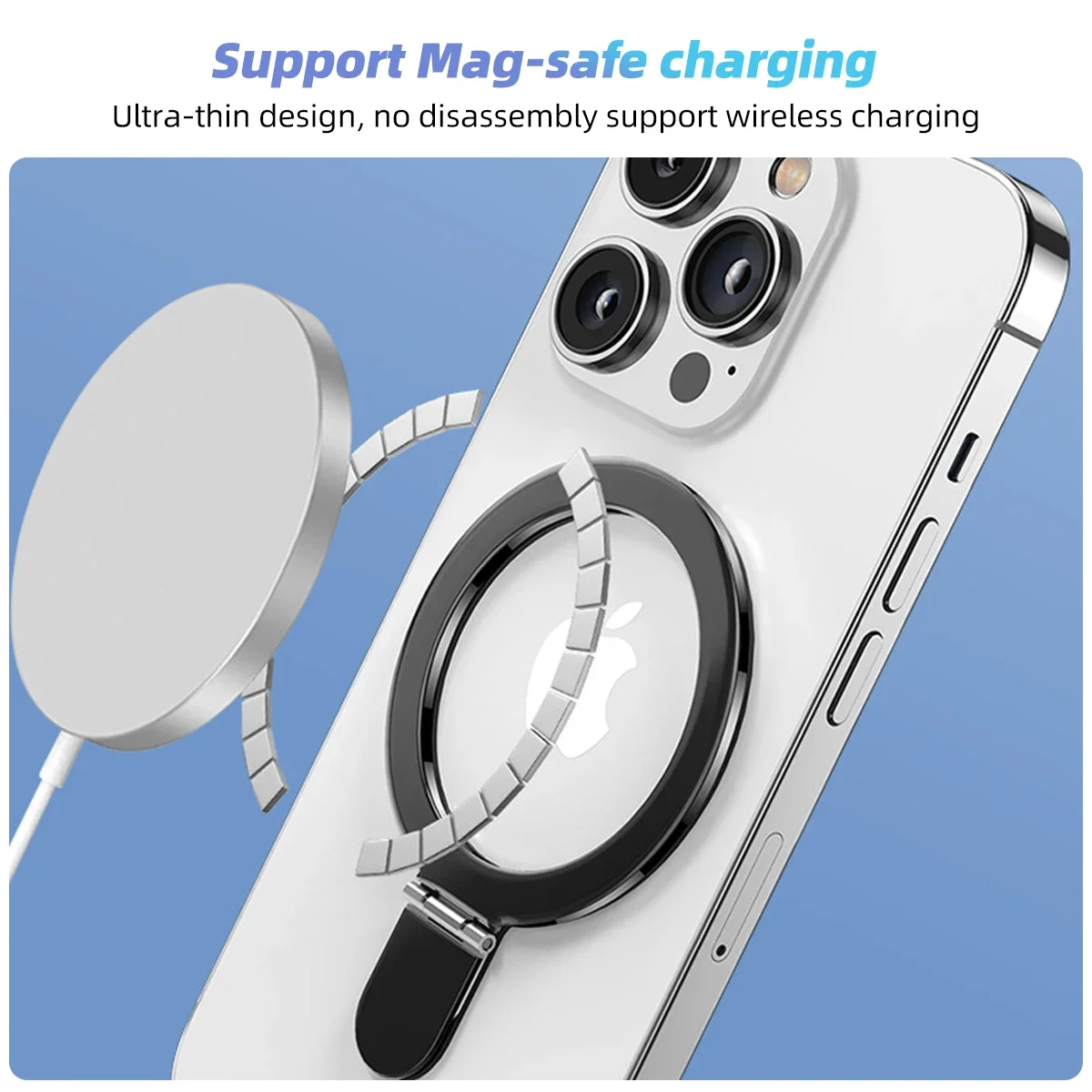 Rotatable Magnetic Phone Ring Holder for iPhone 15 14 13 12 Pro Max MagSafe Accessories Finger Ring Grip Stand For Magnet Case - الصورة 3