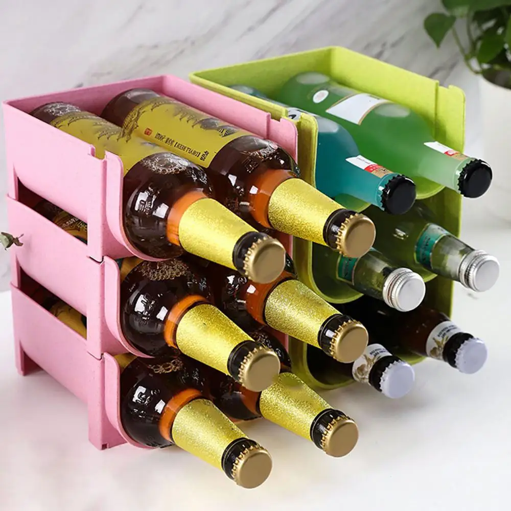 1PC Refrigerator Can Beer Wine Bottle Holder Rack Anti-skid Hollow Design PP Stackable Can Storage Stand for Kitchen Organizer - الصورة 6