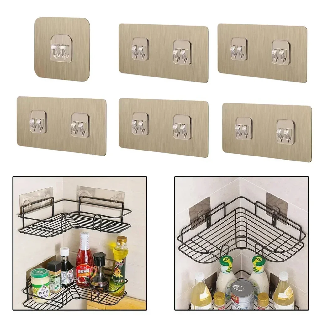 5pcs Wall Adhesive Hooks Transparent Wire Shelf Rack Hook Wall Mount Free Punch Kitchen Bathroom Non Trace Stickers Holder - الصورة 2