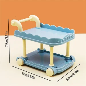 1pc Doll House Decoration Toy 1:12 Mini Trolley Dining Cart Dollhouse Storage Shelf Kitchen Model Ornaments Furniture Accessory