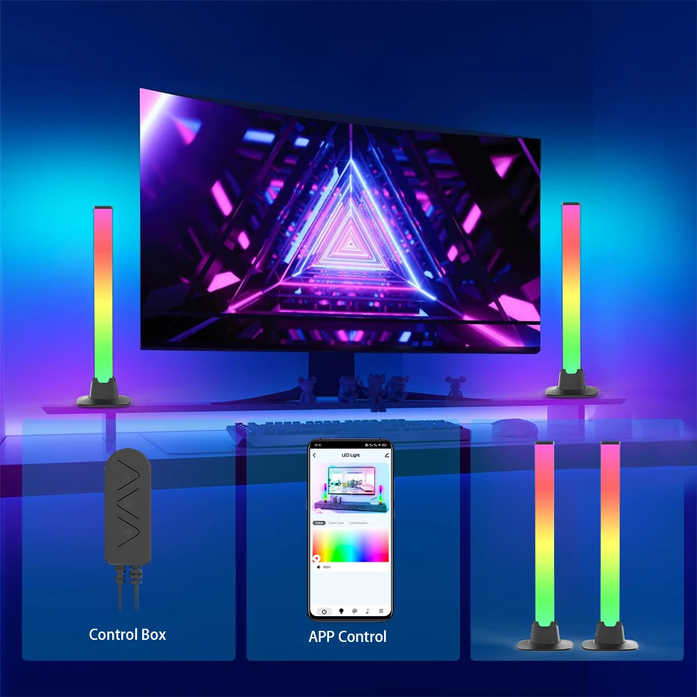 RGB LED Lights Bar Bluetooth Setup Ambient Table Lamp Desk Night Light For Christmas Party TV Backlight Smart Home Decoration - الصورة 6