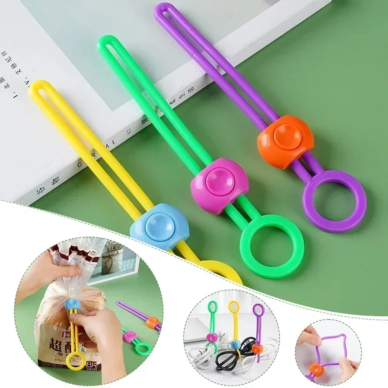 Food Bag Sealing Clip Adjustable Freshness Sealing Clips Multifunctional Sealing Rope Portable Cable Organiser Kitchen Gadgets - الصورة 4