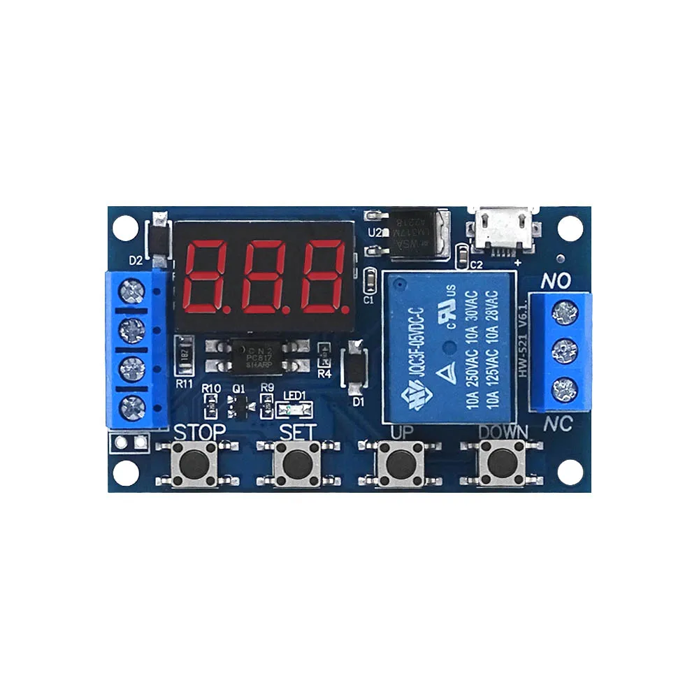 DC 6-30V Timer Relay Programmable Delay Relay Module Cycle Timer with LED Display 6V 9V 12V 24V Micro USB Smart Home Controller - الصورة 6