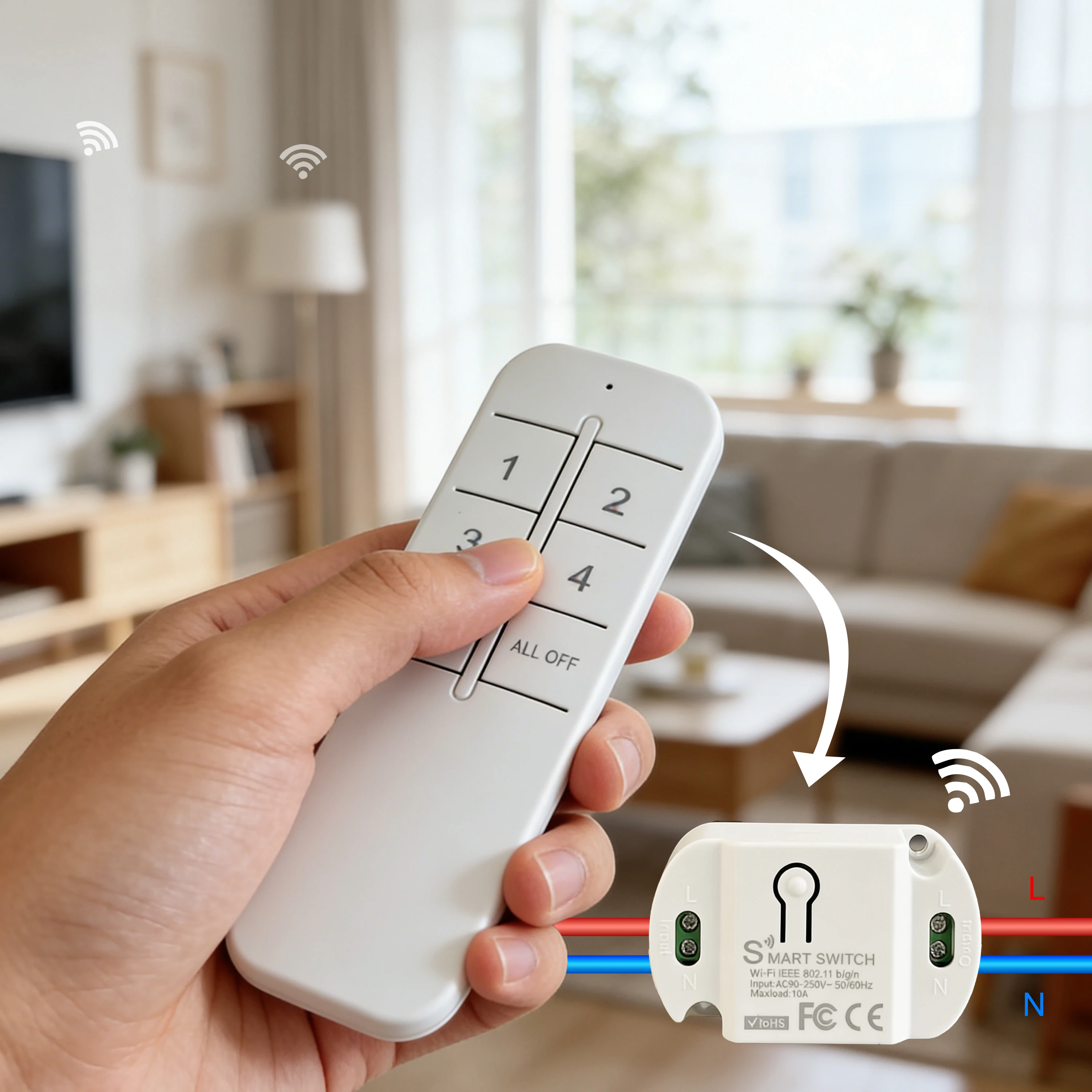 Smart Switch Module 10A AC 90-250V Mini WiFi + 2.4G Remote Control Work With Alexa Alice Google Home Smart Home Life