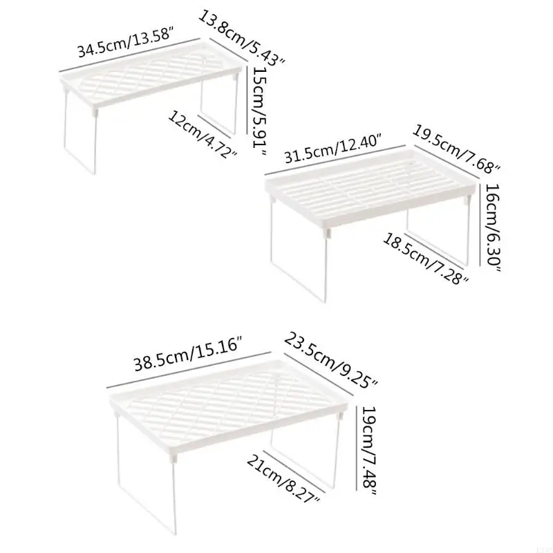 LXAF Stacking Cabinet Shelf Stackable Foldable Stand Rack Space Saving Shelf for Kitchen Bathroom Pantry Cupboard Home Office - الصورة 6