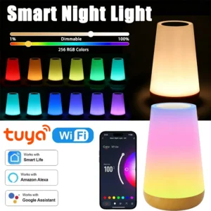 Tuya WiFi Smart Table Lamps Dimmable Desk Lamp RGB Touch Lamps App Voice Control Bedroom Night Light Work with Alexa Google Home