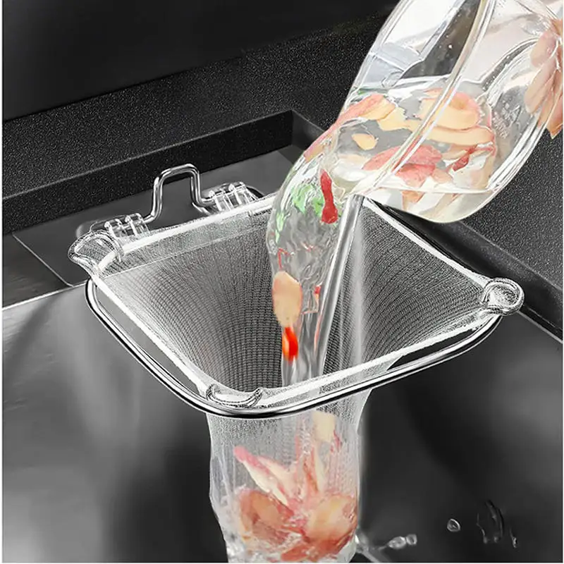 Stainless Steel Sink Filter Corner Rack Drain Waste Mesh Shelf Home Kitchen Garbage Net Holder - الصورة 3
