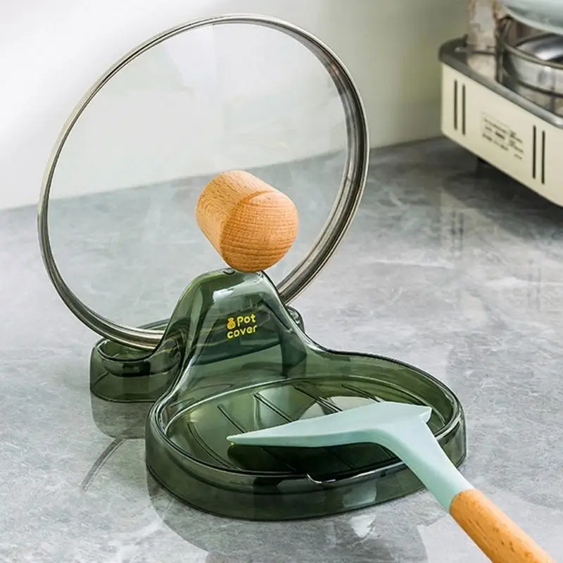L43A Pot Lid Rack Sitting Kitchen Table With Water Plate Shelf Kitchen Multifunctional Spatula Holder Spoon Stand Kitchen - الصورة 3