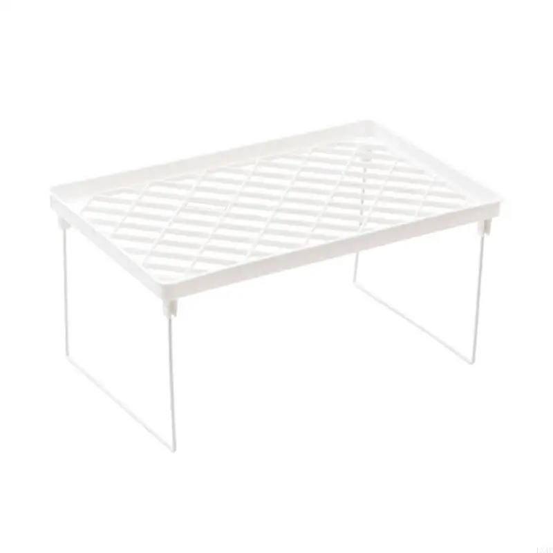 LXAF Stacking Cabinet Shelf Stackable Foldable Stand Rack Space Saving Shelf for Kitchen Bathroom Pantry Cupboard Home Office - الصورة 3