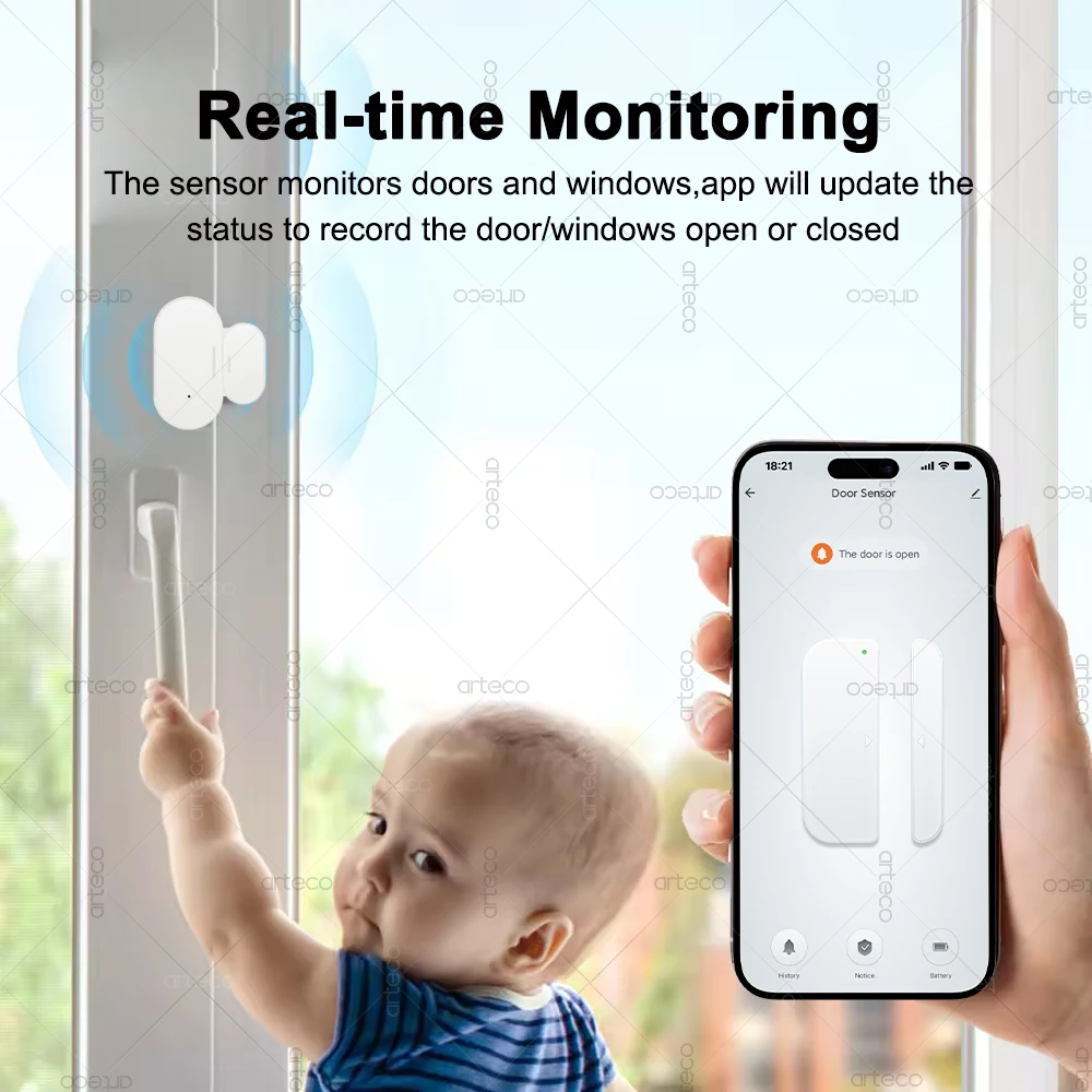 Zigbee Door Window Contatct Sensor Open Closed Detector Smart Home Alarm Security Automation Smart Life Tuya Z2M Home Assistant - الصورة 2