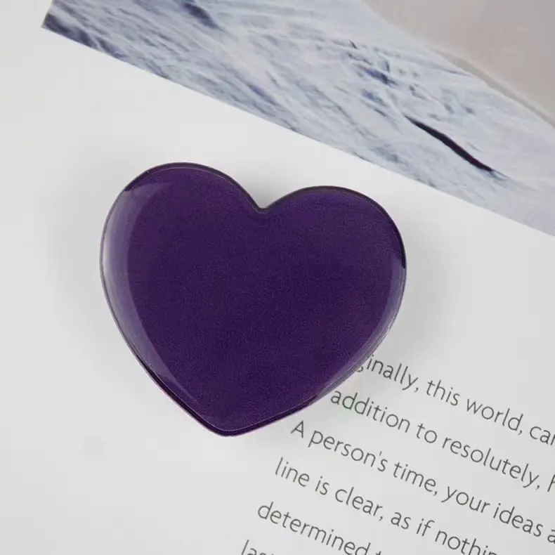 Solid Color Heart-shaped Phone Holder Lazy Bracket Simple Cute Crystal Retractable Expandable Base For iPhone - Image 4