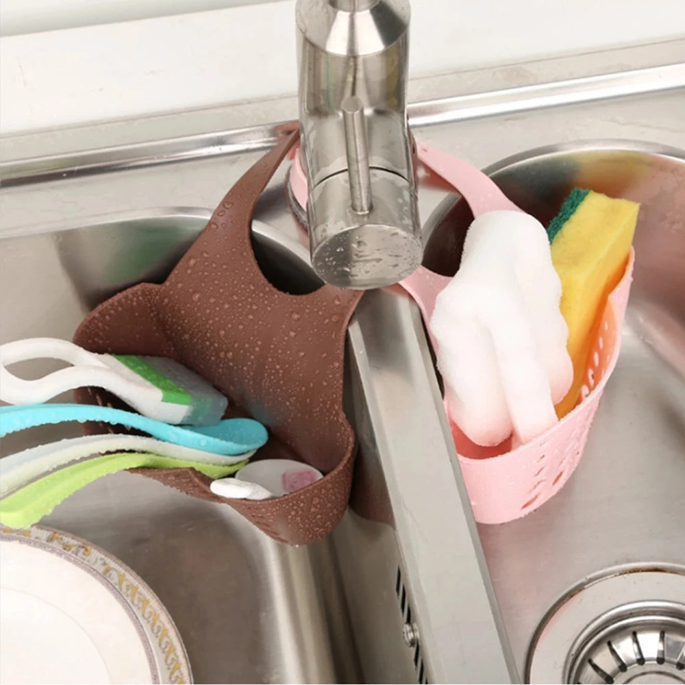 Sink Shelf Soap Sponge Holder Kitchen Accessories Utensils Organizer Bag Adjustable Snap Storage Shelf Bathroom Drain Basket - الصورة 6