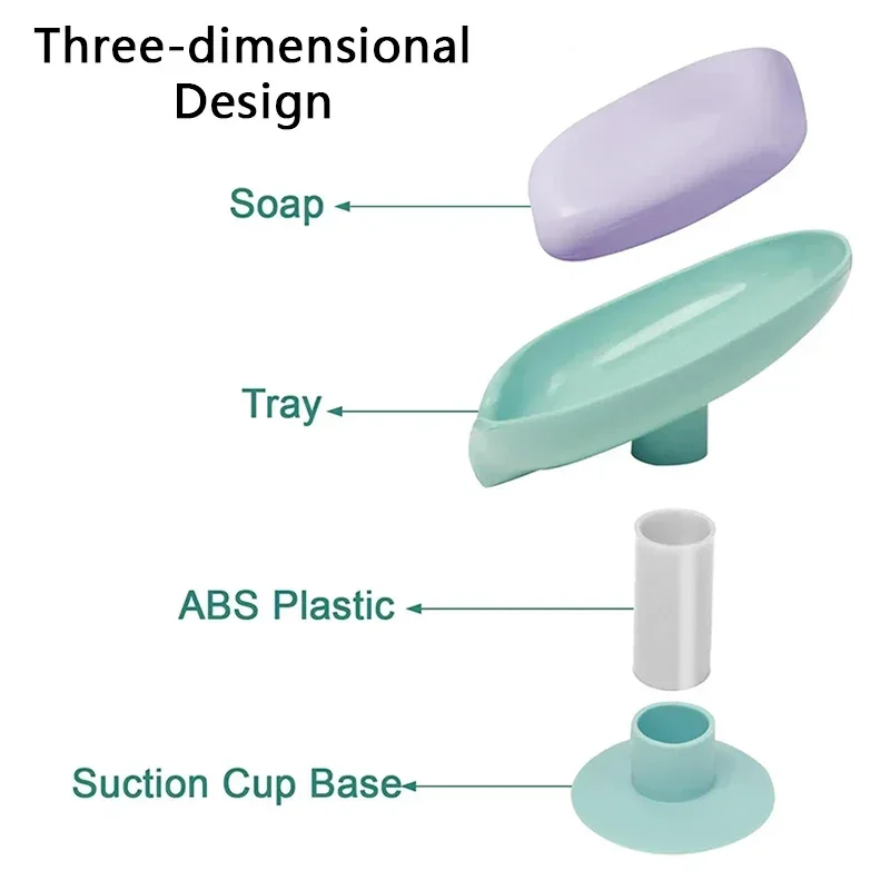 1PC Leaf Shape Soap Holder Suction Cup Sponge Dish Rack With Drain Water Bathroom Shelf For Home Storage Box Kitchen Accessories - Image 4
